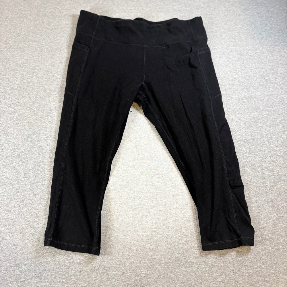 Athletic Works Leggings Womens XXL (20) Black Cropped Side Pockets Activewear